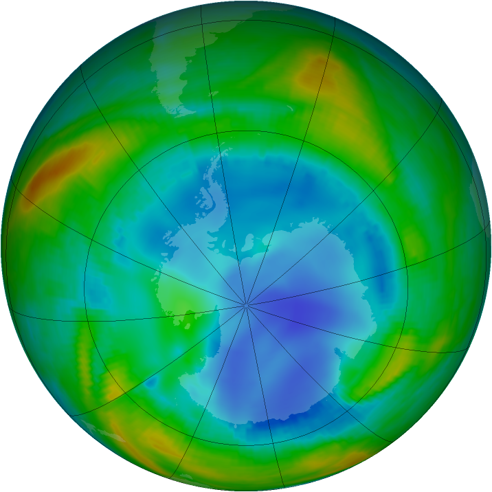 Antarctic ozone map for 30 July 1998